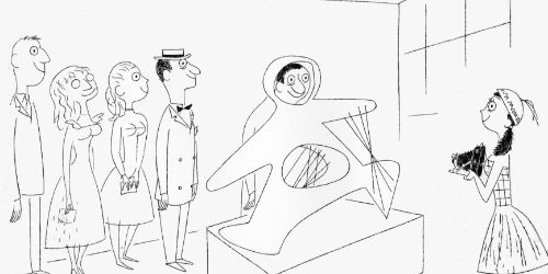 Cartoons van Smits met een knipoog naar de makers van kunst